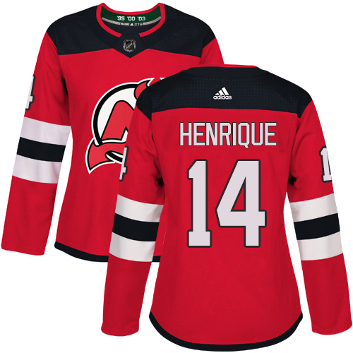 Adidas New Jersey Devils #14 Adam Henrique Red Home Authentic Women Stitched NHL Jersey